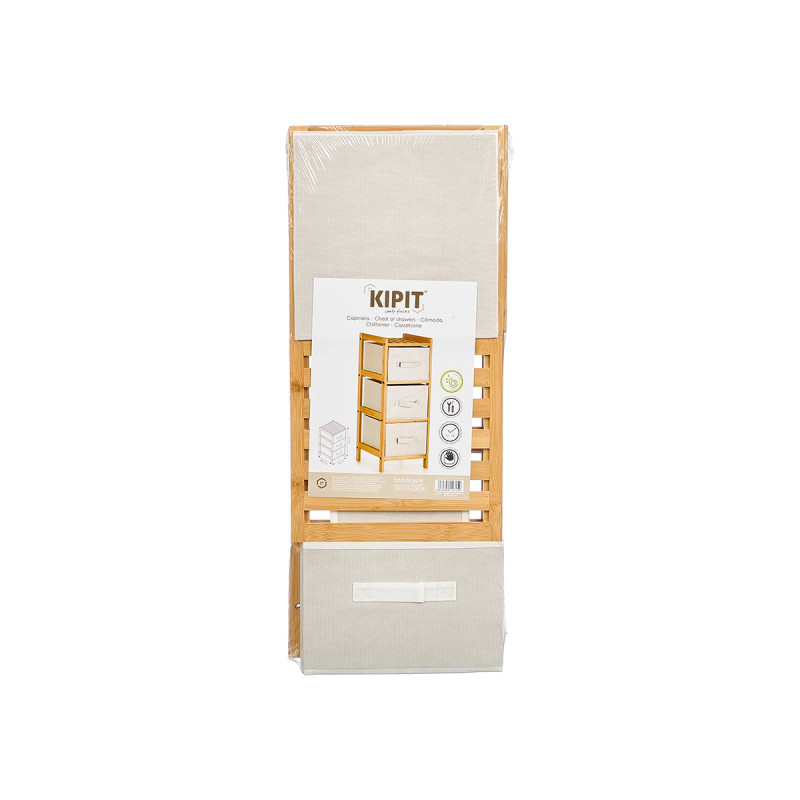 ETAGERE BAMBOU 3 TIROIRS BLANCS 28,5X26X70CM