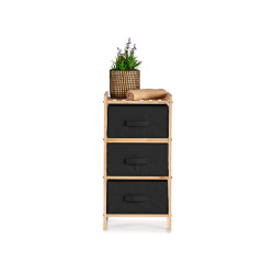 ETAGERE BAMBOU 3 TIROIRS NOIRS 36X34X66CM