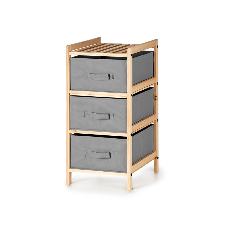 BAMBOO SHELF 3 GRAY DRAWERS 36X36X66CM