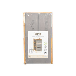 BAMBOO SHELF 3 GRAY DRAWERS 36X36X66CM