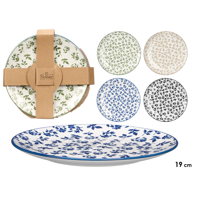 PLATO POSTRE SURT 4 COLORES