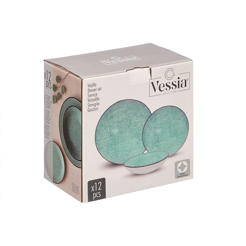 VAISSELLE PORCELAINE 12 PCS VERT