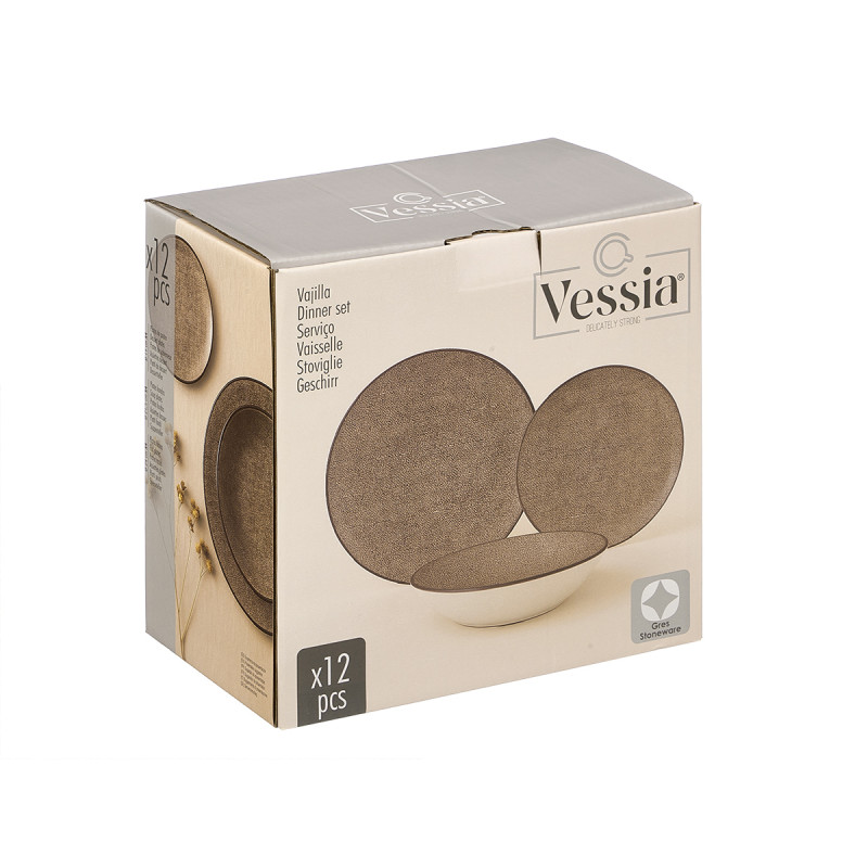 VAISSELLE PORCELAINE 12 PCS MARRON