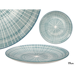 SIDE PLATE STRIPED BLUE 19CM