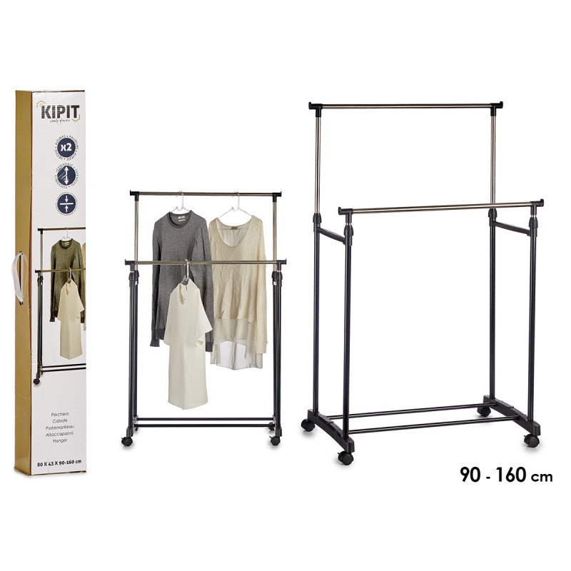 PORTEMANTEAU DOUBLE EN METAL AVEC ROUES