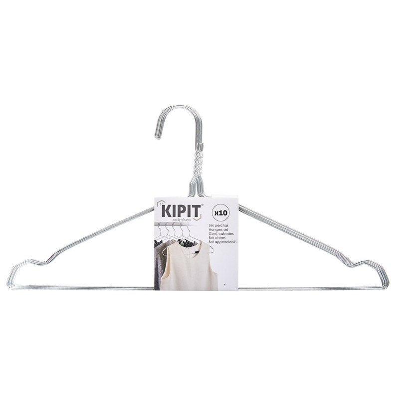 SET 10 HANGERS STEEL SILVER COLOUR LARGE