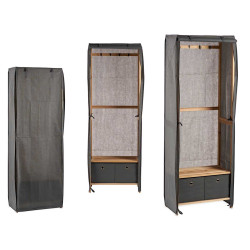 GREY COAT STAND WITH 2 FABRIC DRAWERS 