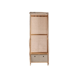 NATURAL COAT STAND WITH 2 FABRIC DRAWERS 