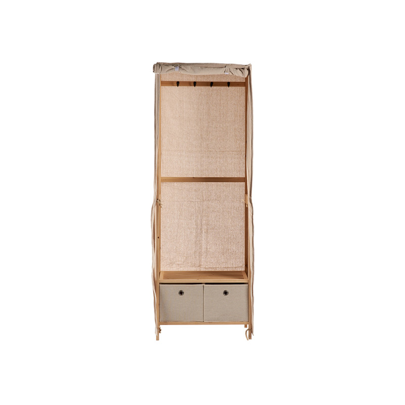 NATURAL COAT STAND WITH 2 FABRIC DRAWERS 