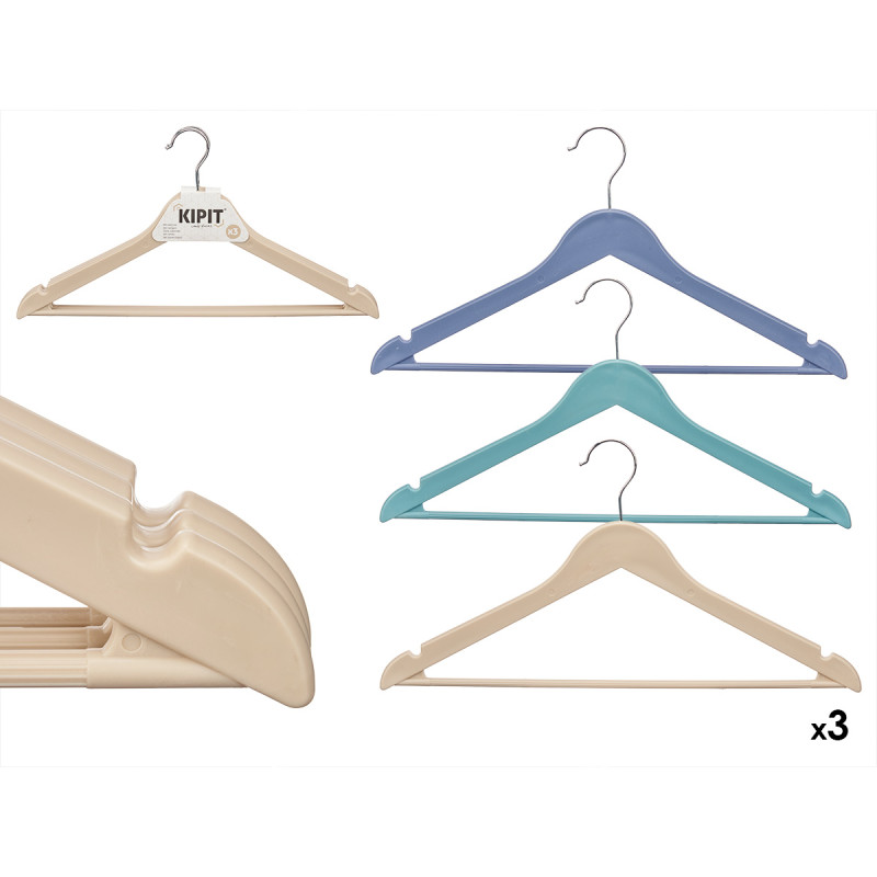 SET 3 CABIDES PLASTICO 3 COR SORTIDAS