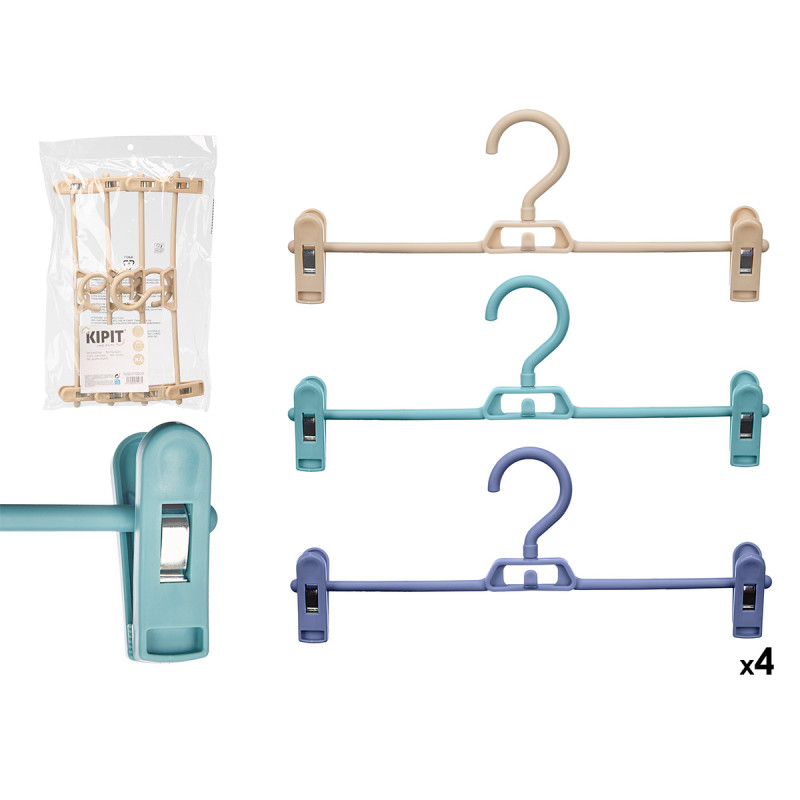 SET 4 CINTRES PINCES 3 COULEURS ASSORT