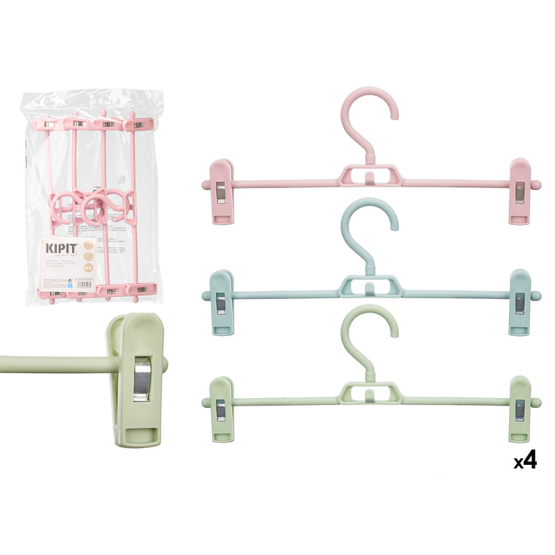 SET 4 HANGERS WITH CLIPS 3 LIGHT COLORS ASSORT