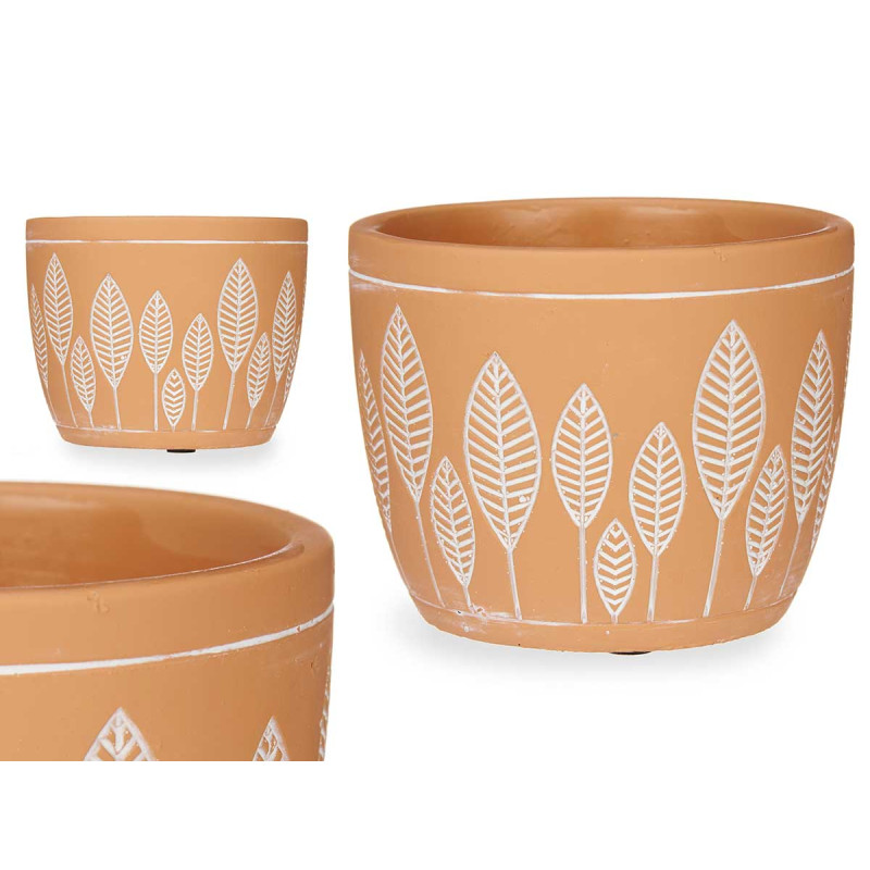 VASO TERRACOTTA FOGLIE TONDO  12,5X10