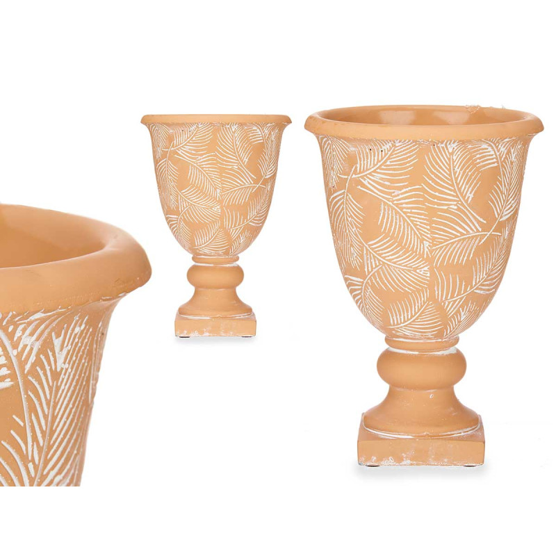 VASO FORMATO COPO TERRACOTA GRANDE FOLHAS 17X25