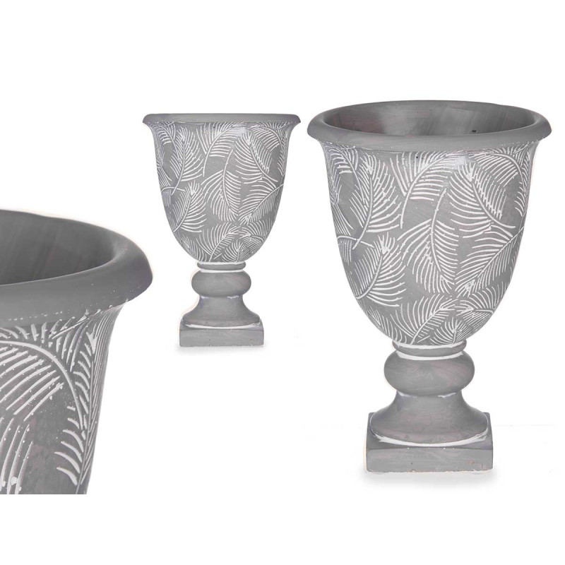 VASO FORMATO COPO CIMENTO GRANDE FOLHAS 17X26