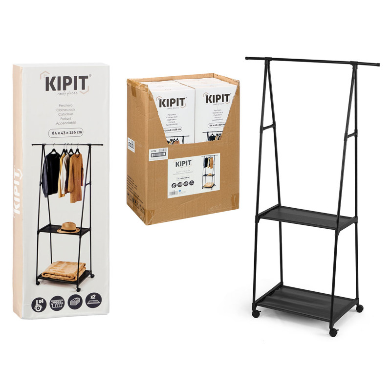 DOUBLE SHELF CLOTHES RACK ON WHEELS 