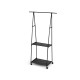 DOUBLE SHELF CLOTHES RACK ON WHEELS 