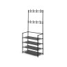4-SHELF SHOE RACK  WITH CLOTHES HANGING RAIL 