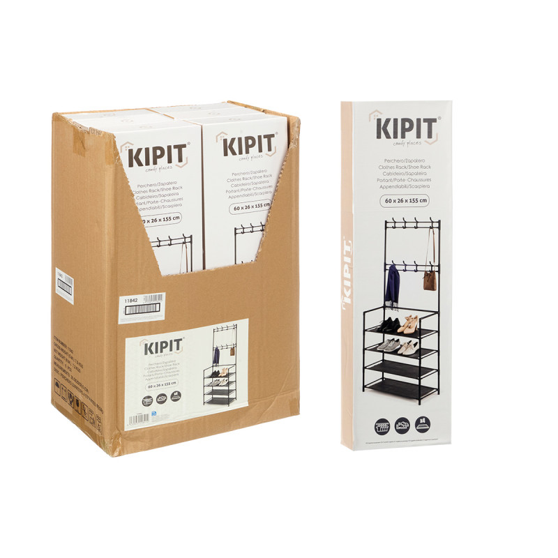 PERCHERO ZAPATERO 4 ESTANTES NEGRO