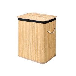 CESTA BAMBÙ RETTANGOLARE TESSUTO NERO 60L