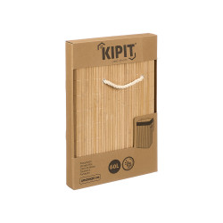 RECTANGULAR BLACK BAMBOO BASKET FABRIC 60L