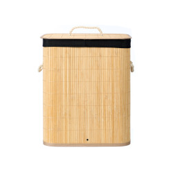 RECTANGULAR BLACK BAMBOO BASKET FABRIC 60L