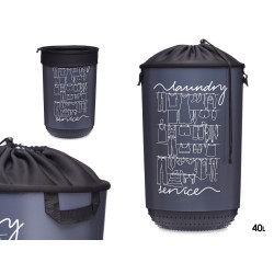 40L PLASTIC LAUNDRY BASKET WITH FABRIC CLOSURE