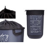 40L PLASTIC LAUNDRY BASKET WITH FABRIC CLOSURE