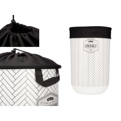 40L PLASTIC LAUNDRY BASKET WITH FABRIC CLOSURE 