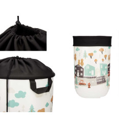 40L PLASTIC LAUNDRY BASKET WITH FABRIC CLOSURE