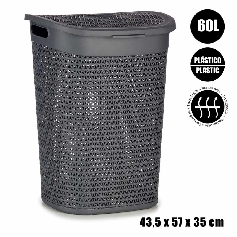 PANIER LINGE AVEC COUVERCLE 60L ANTHRACITE 