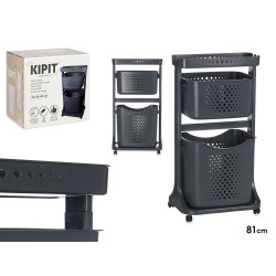 GARDEROBE PLASTIQUE 2 HAUTEURS ROUES ANTHRACITE