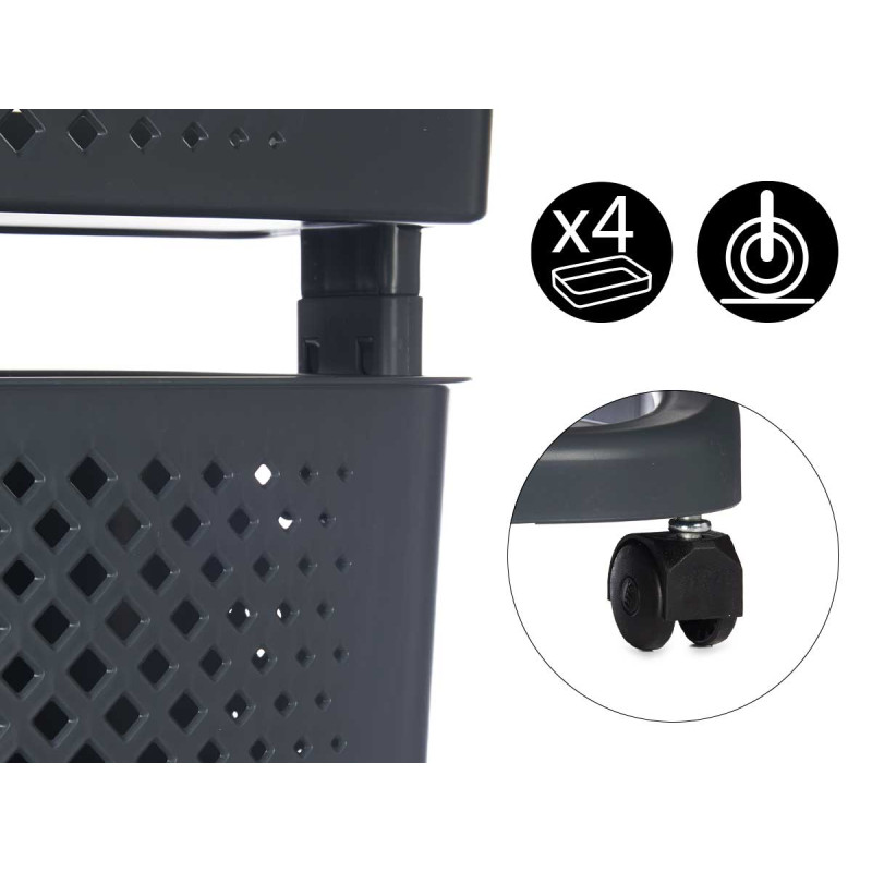 ANTHRACITE CLOTHES ORGANIZER 2 HEIGHTS WHEELS