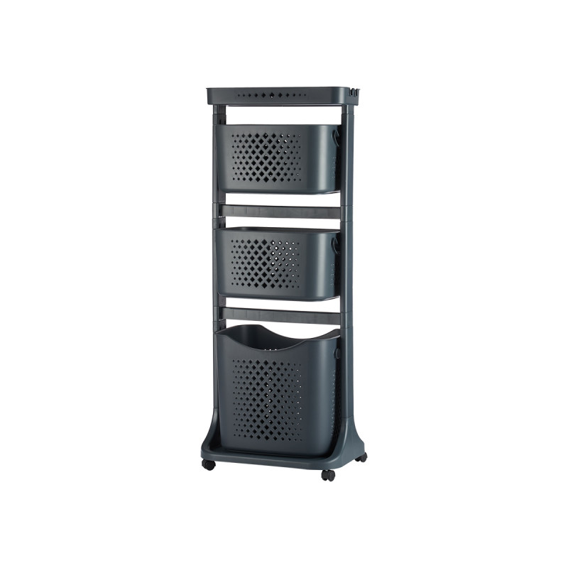 CESTO ROUPA PLASTICO 3 ALTURAS RODAS ANTRACITE  