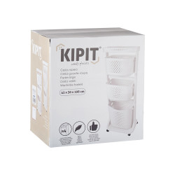 CESTO ROUPA PLASTICO 3 ALTURAS RODAS ANTRACITE  