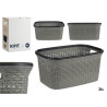 GREY RATTAN PLASTIC LAUNDRY BASKET 36L