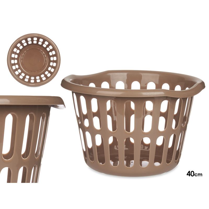 PANIER ROND 40CM DIAM AJOURÉ TAUPE