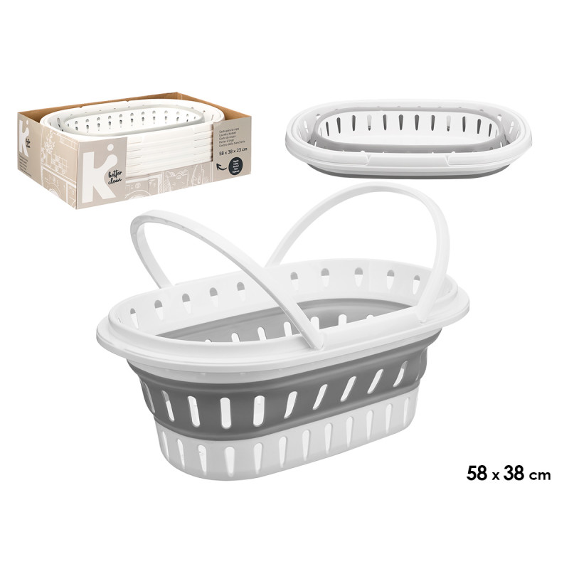 OVAL BASKET WITH FOLDING HANDLES