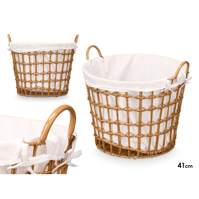 PANIER ROND BAS AVEC POIGNÉES NATUREL