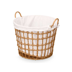 LOW ROUND BASKET WITH HANDLES NATURAL