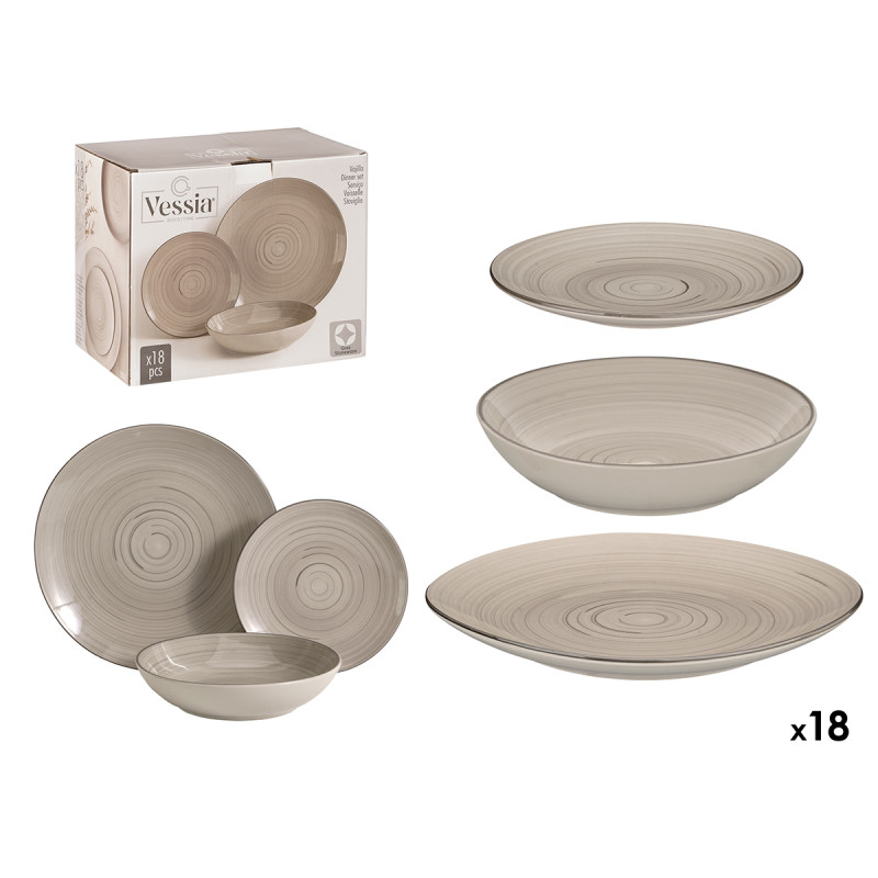 SERV. PIATTI 18 PZ SPIRALE GRIGIO 