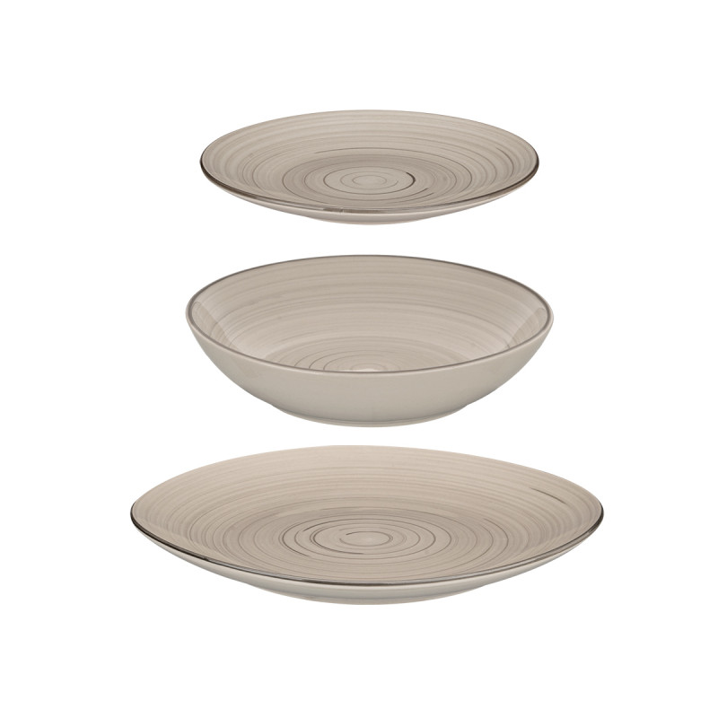SERV. PIATTI 18 PZ SPIRALE GRIGIO 