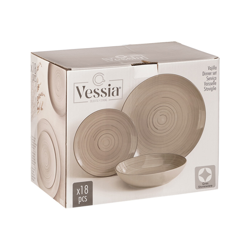 SET VAISELLE 18 PCS SPIRAL GRIS