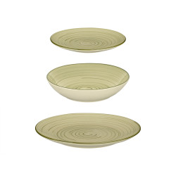 SET 18PCS TABLEWARE OLIVE GREEN SPIRAL