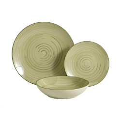 SET VAISELLE 18 PCS SPIRAL VERT OLIVE