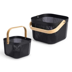 CESTA NERA QUADRATA CON MANIGLIE