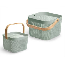 GREEN SQUARE BASKET MULTIPURPOSE WITH HANDLE 