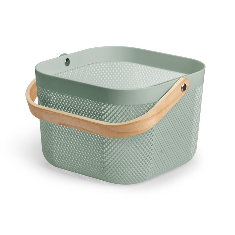 GREEN SQUARE BASKET MULTIPURPOSE WITH HANDLE 