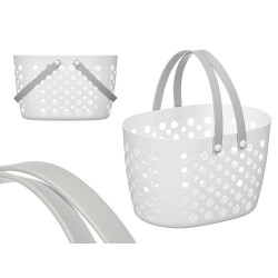PANIER OVALE BLANC POIGNÉES GRISES