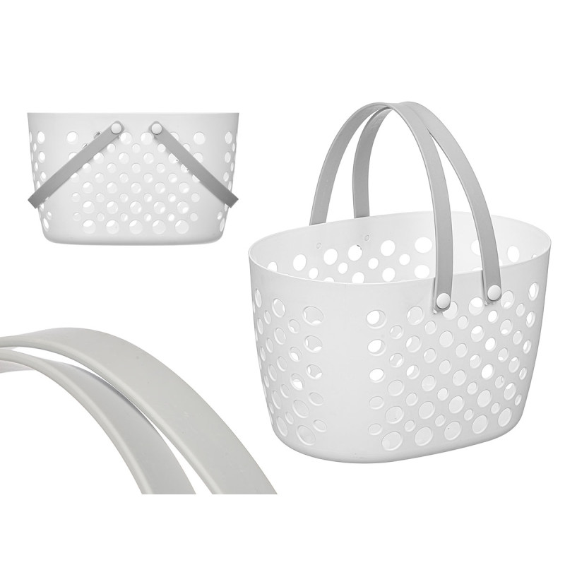 CESTO OVAL BRANCO PEGAS CINZENTAS